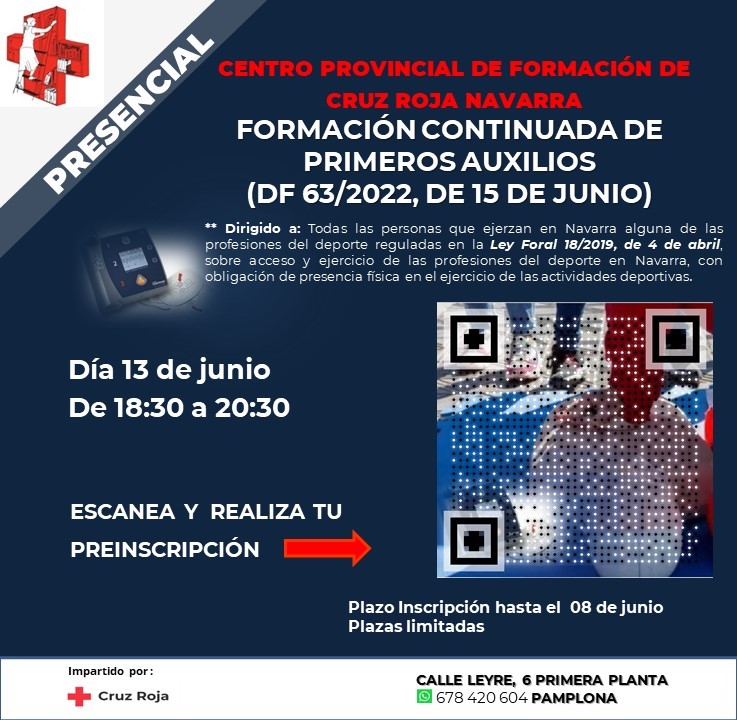 Cruz Roja Navarra - Formaci&oacute;n inicial y formaci&oacute;n continuada de Primeros Auxilios (Junio)